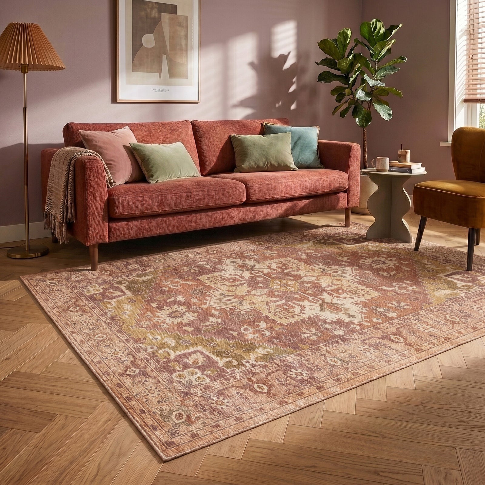 Tapis vintage - Sage Medallion Terracotta