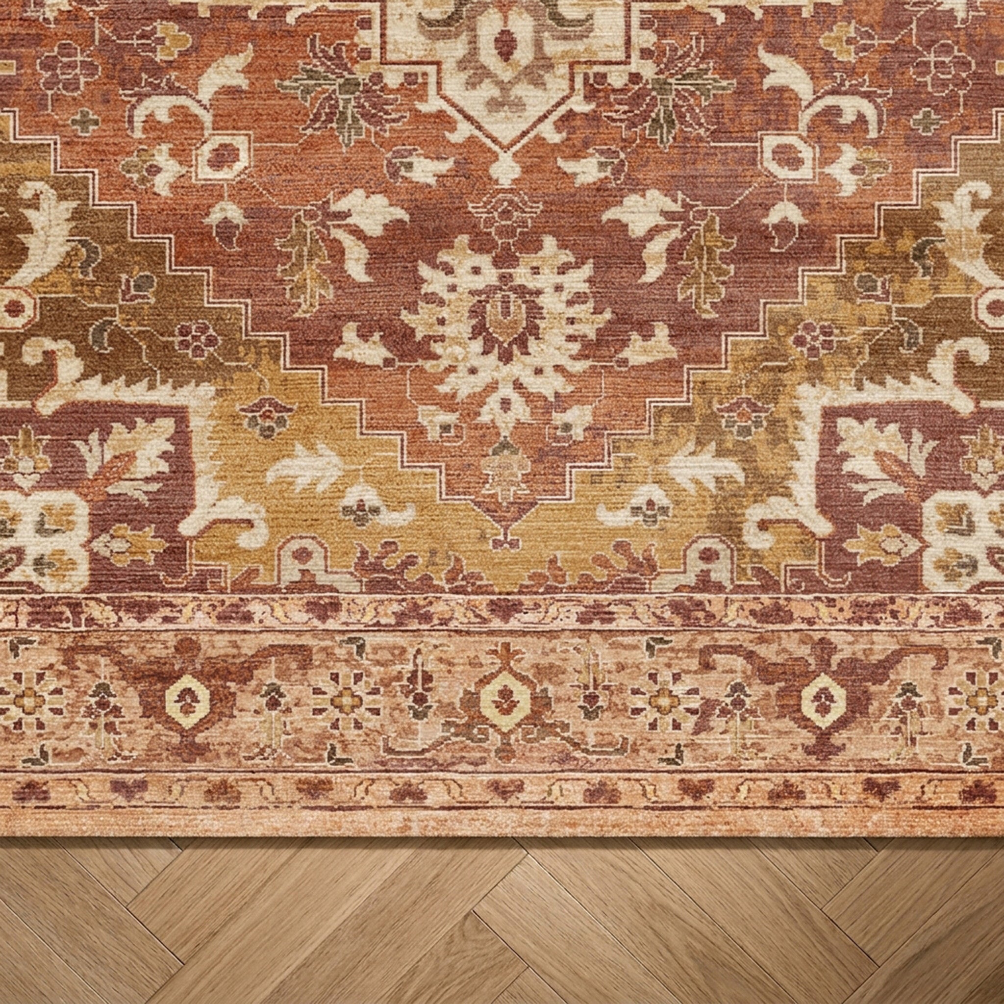 Tapis vintage - Sage Medallion Terracotta