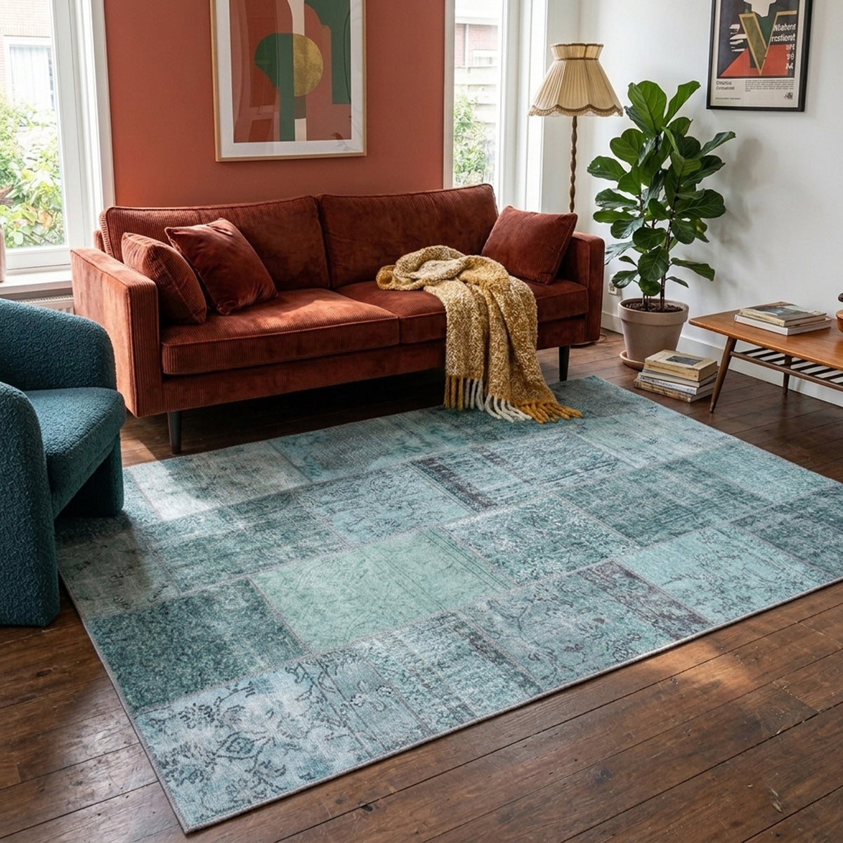 Tapis vintage - Estate Medallion Bleu/Vert