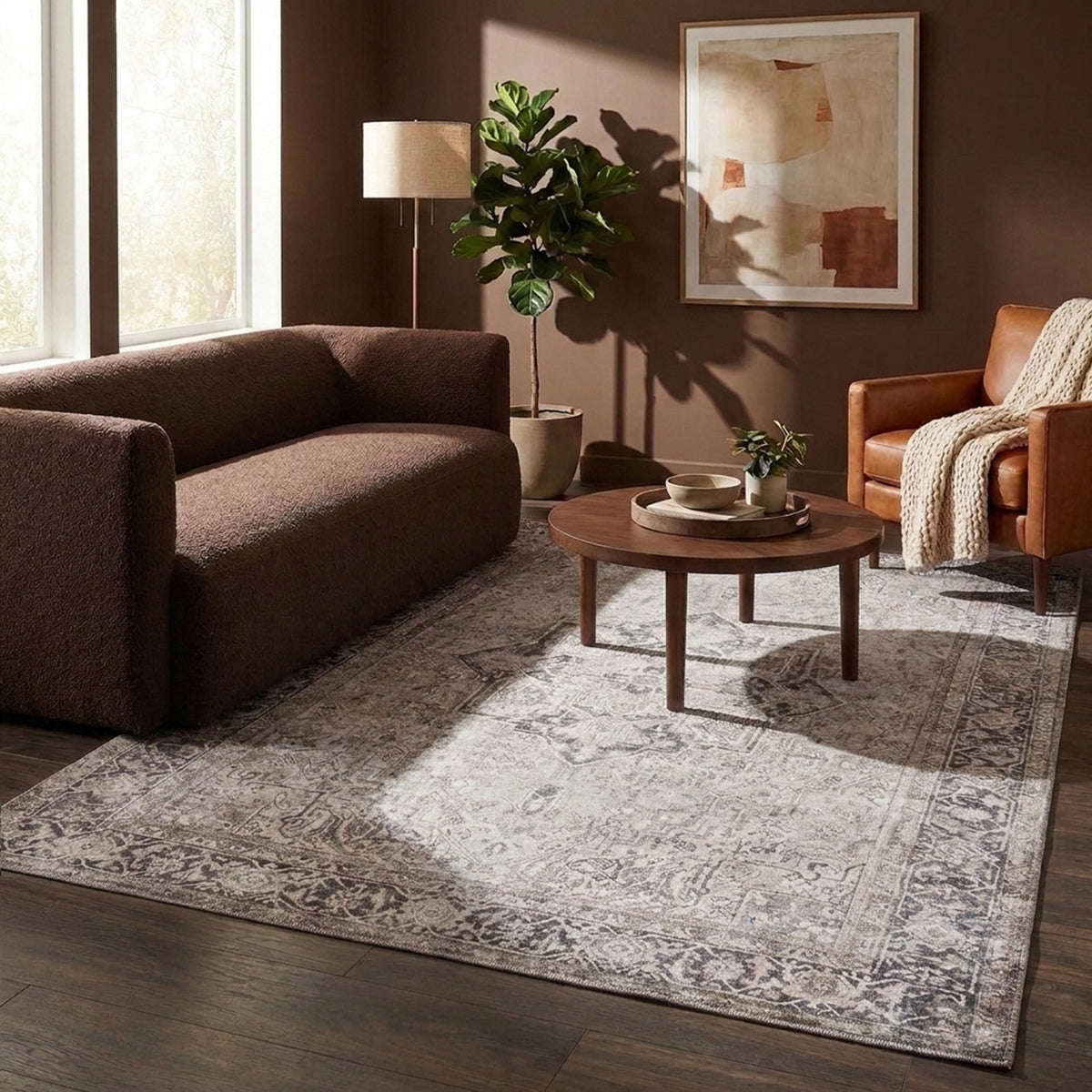 Tapis vintage - Lugan Marron Clair