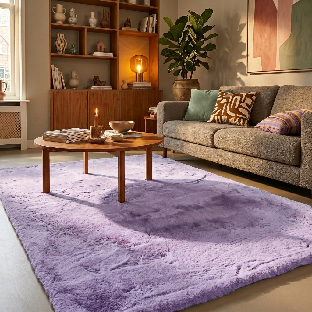 Tapis doux à poils longs - Comfy Supreme Lilas