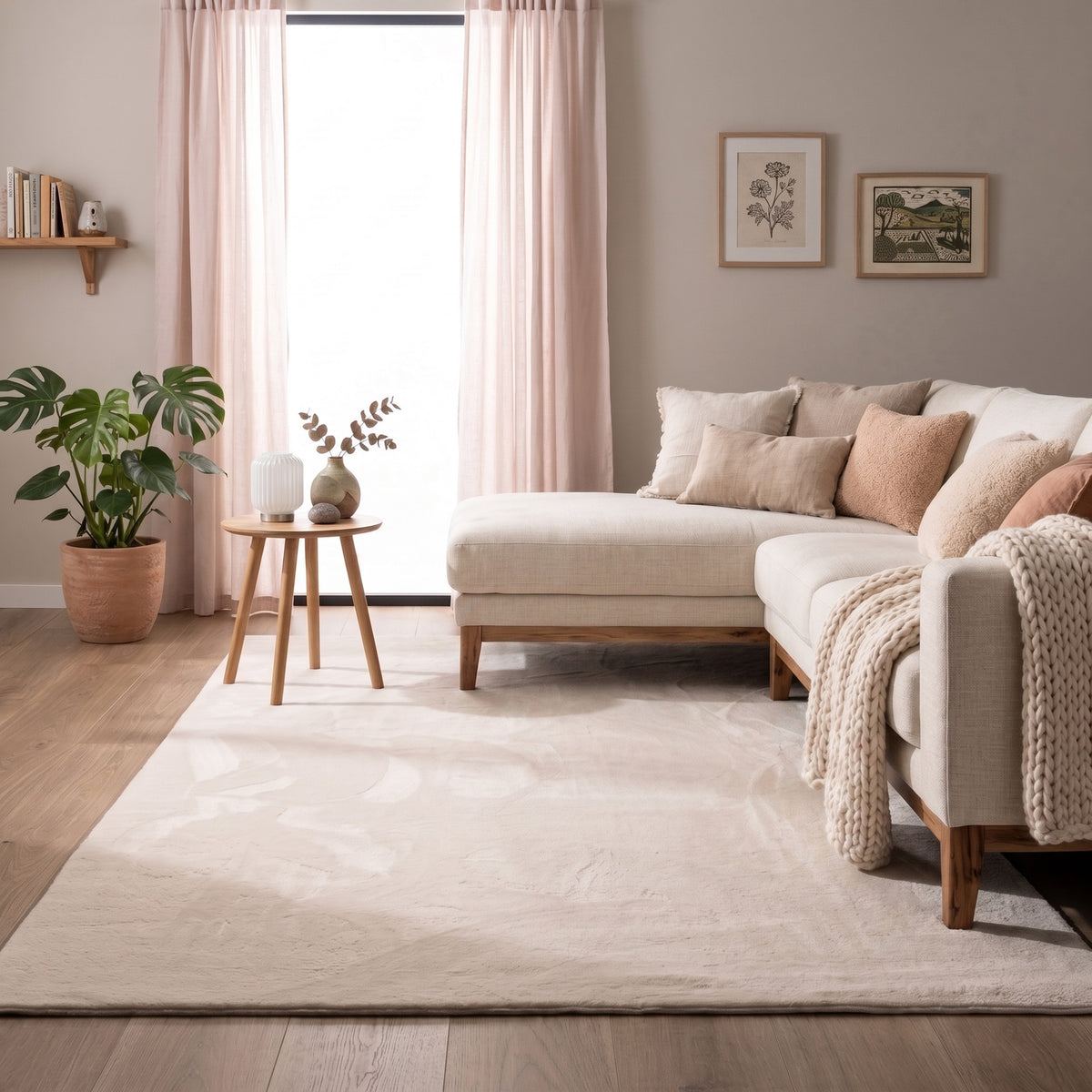 Tapis doux à poils courts - Cozy Crème