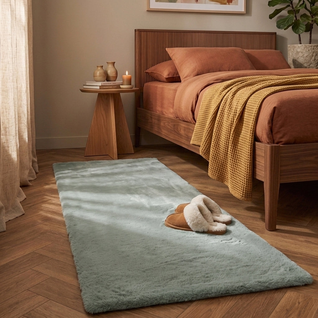 Tapis de couloir doux à poils longs - Comfy Supreme Bleu/Vert