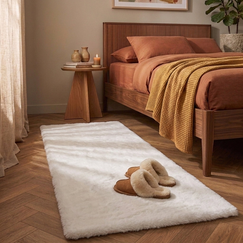 Tapis de couloir doux à poils longs - Comfy Supreme Blanc