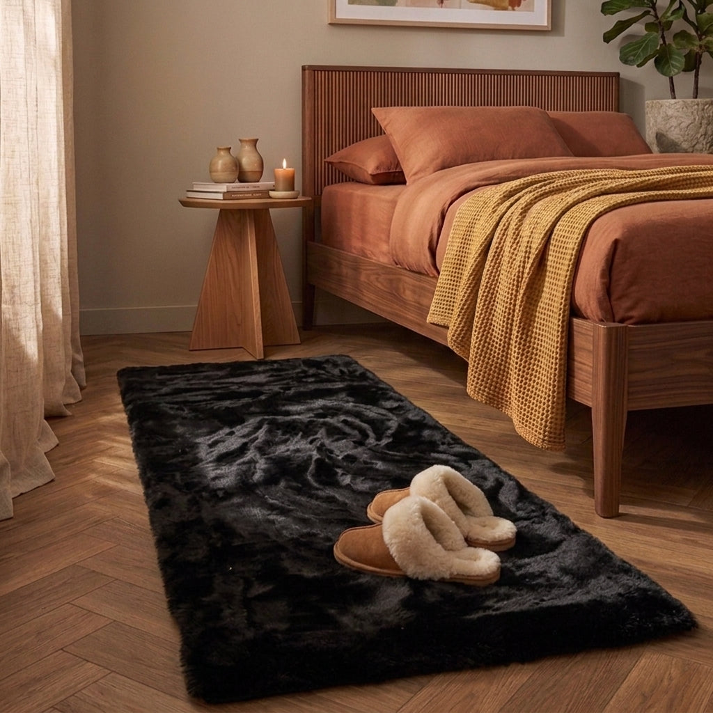 Tapis de couloir doux à poils longs - Comfy Supreme Noir